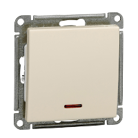 Schneider Electric. W59 1-клавишный ВЫКЛЮЧАТЕЛЬ с подсвет., с самовозвр., 10АХ, механизм, СЛ. КОСТЬ - W59 - VS110-151-2-86