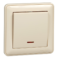 Schneider Electric. W59 1-клавишный ВЫКЛЮЧАТЕЛЬ с подсвет., с самовозвр., 10АХ, в сборе, СЛ. КОСТЬ - W59 - VS110-151-28