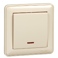 Schneider Electric. W59 1-клавишный ВЫКЛЮЧАТЕЛЬ с подсв. 10АХ, в сборе, СЛОНОВАЯ КОСТЬ - W59 - VS110-153-28