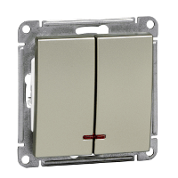 Schneider Electric. W59 2-клавишный ВЫКЛЮЧАТЕЛЬ с подсв. 10АХ, механизм, ШАМПАНЬ - W59 - VS510-251-4-86