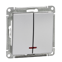 Schneider Electric. W59 2-клавишный ВЫКЛЮЧАТЕЛЬ с подсв. 10АХ, механизм, МАТОВЫЙ ХРОМ - W59 - VS510-251-5-86