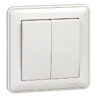Schneider Electric. W59 2-клавишный ВЫКЛЮЧАТЕЛЬ, 10АХ, в сборе, БЕЛЫЙ - W59 - VS510-252-18