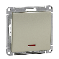 Schneider Electric. W59 1-клавишный ПЕРЕКЛЮЧАТЕЛЬ с подсв. 10АХ, механизм, ШАМПАНЬ - W59 - VS610-157-4-86