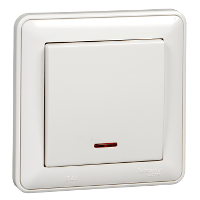 Schneider Electric. W59 AQUA 1-клавишный ПЕРЕКЛЮЧАТЕЛЬ с подсв. 10АХ, IP44, в сборе, БЕЛЫЙ - W59 - VS610-157B-18
