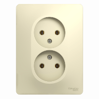 Schneider Electric. Glossa - двойная розетка - без заземл. - 2P - 16 A - бежевый - GSL000220