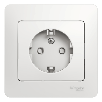 Schneider Electric. Glossa - одна розетка - бок.вых.заземл - 2P + E со шторками - 16 A - белый - GSL000144