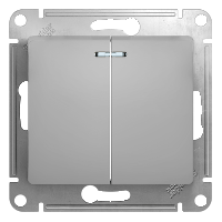 Schneider Electric. Glossa - 1-полюсн. 2-клавиш.выкл. с ламп. - механизм - 10 AX - алюминий - GSL000353