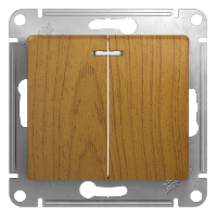 Schneider Electric. Glossa - 1-полюсн. 2-клавиш.выкл. с ламп. - механизм - 10 AX - дерево - GSL000553
