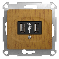 Schneider Electric. Glossa - USB розетка - 5 В пост.ток - дерево - GSL000532