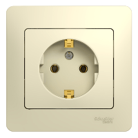 Schneider Electric. Glossa - одна розетка - бок.вых.заземл - 2P + E - 16 A - бежевый - GSL000242