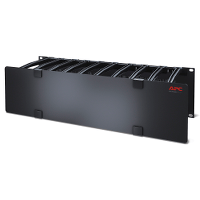 Schneider Electric. High density 3U, 6-in (150-mm) deep, horizontal cable manager with cover. Features cable access slots with pre-installed brush strips in the backplate for front to back cable pass-through. - AR8605
