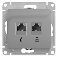 Schneider Electric. Glossa - компьютерная/телефоннная розетка - RJ11 + RJ45 cat.5e UTP - алюминий - GSL000385