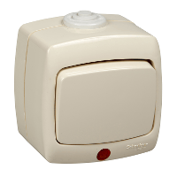 Schneider Electric. Рондо - переключатель с инд. - откр. уст. - 1-кл. - 10А - сл. кость - IP44 - VA610-129B-SI