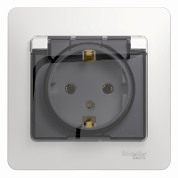 Schneider Electric. Glossa - одна розетка - бок.вых.заземл - 2P + E - 16 A - крышка -белый - GSL000146