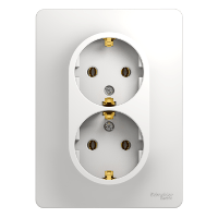 Schneider Electric. Glossa - двойная розетка - бок.вых.заземл - 2P + E - 16 A - белый - GSL000124