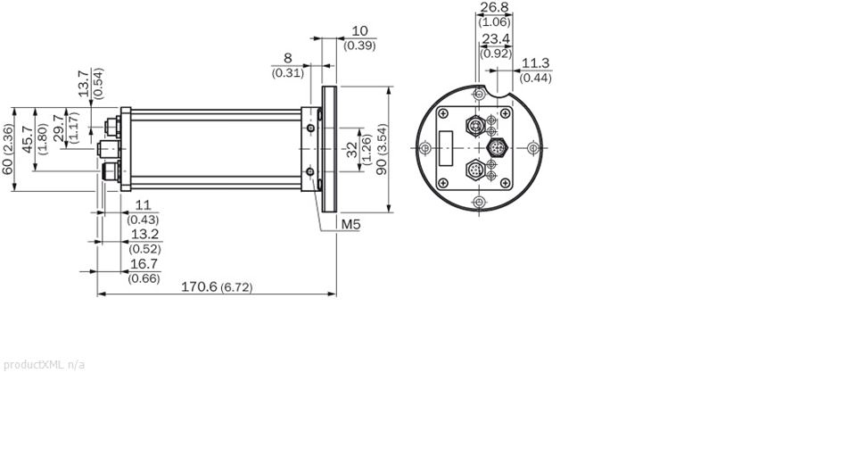 Dimensional drawing with adapter plate for ring light