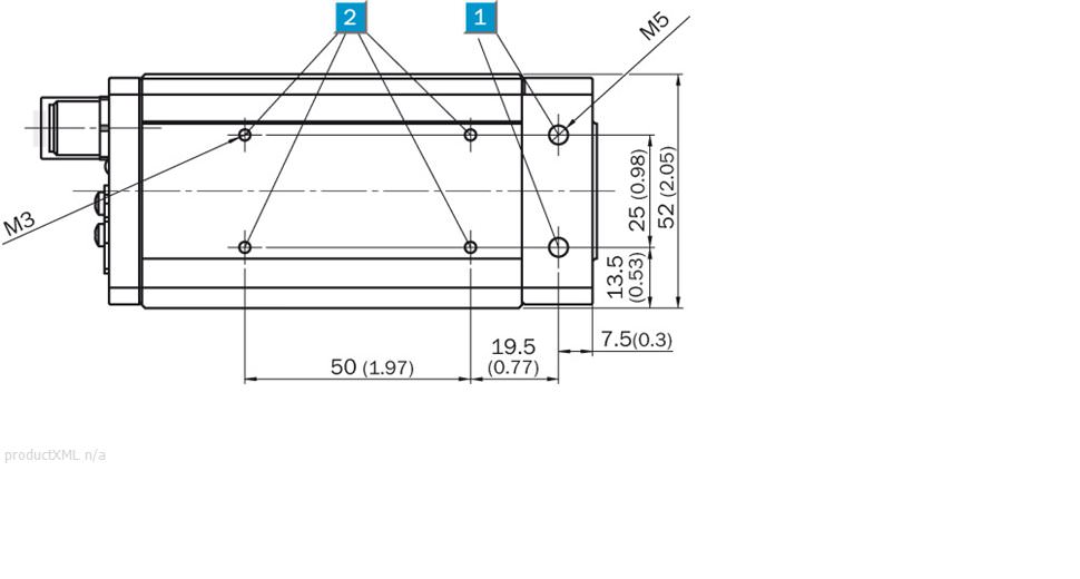 Dimensional drawing, bottom view