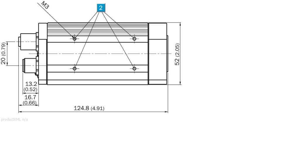 Dimensional drawing, side view