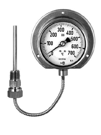 Игольчатый термометр с капиллярным расширением газа привинчиваемый промышленный TM390  tecsis
