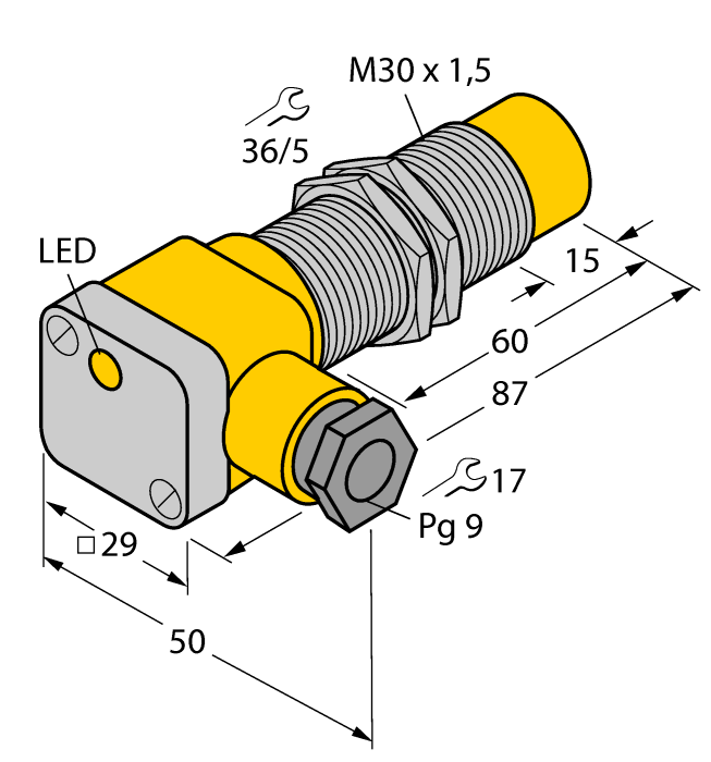Turck. Индуктивный датчик - NI15-G30SK-AP6X - 46482