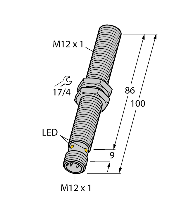 Turck. Индуктивный датчик - BI4U-M12-VP44X-H1141 L100 - 1634917