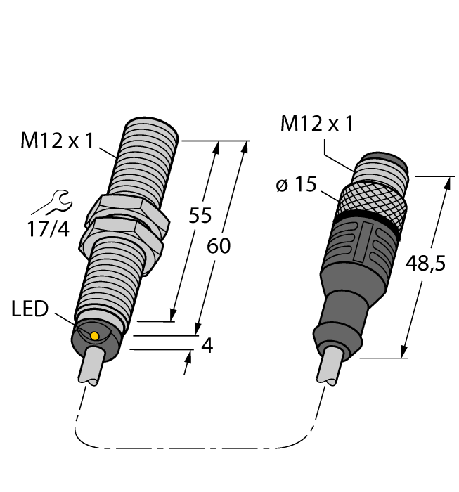 Turck. Индуктивный датчик - BI2U-MT12E-AD4X-0,3-RS4.23/XOR - 4405048