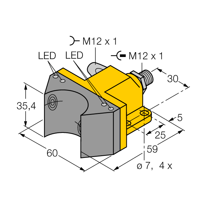 Turck. индуктивныйСдвоенный датчик для приводов вращения - NI4-DSU35-2ASI2X4-H1140 - 1902013