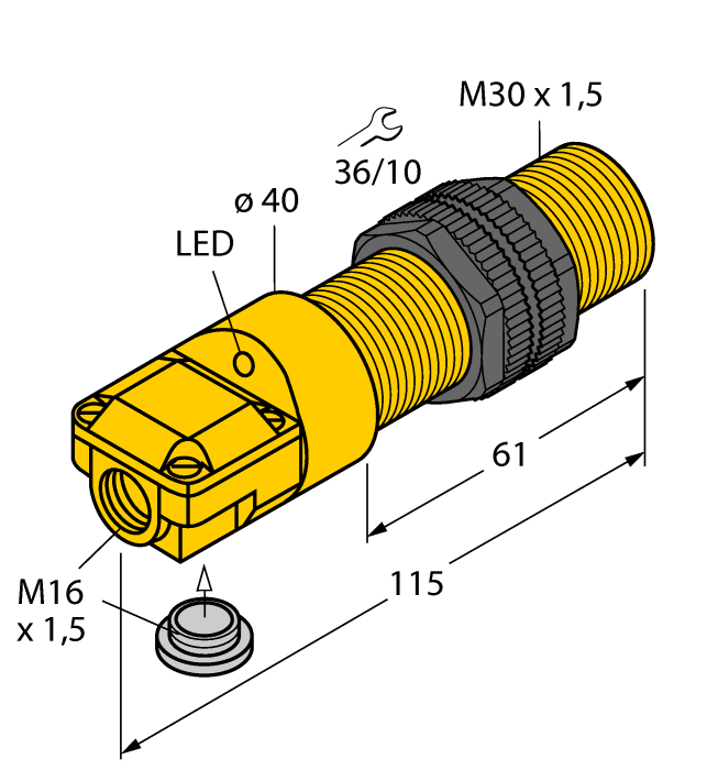 Turck. Индуктивный датчик - NI15-P30SR-AN6X - 16204