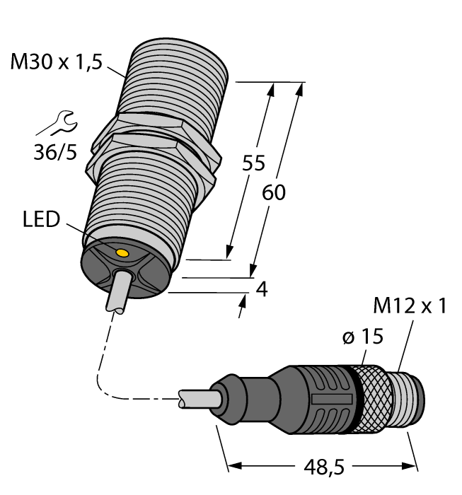 Turck. Индуктивный датчик - BI10U-MT30-AD4X-0,3-RS4.23/XOR - 4405050