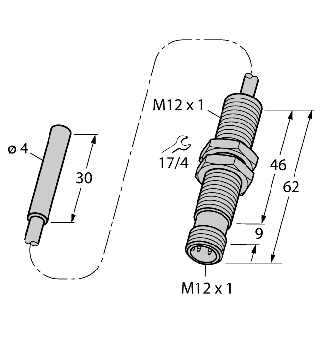 Turck. Индуктивный датчикс аналоговым выходом - BI1,5-EH04-0,3-M12-SIU-H1141 - 1533001