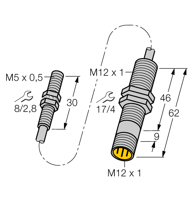 Turck. Индуктивный датчикс аналоговым выходом - BI1,5-EG05-0,3-M12-SIU-H1141 - 1533005
