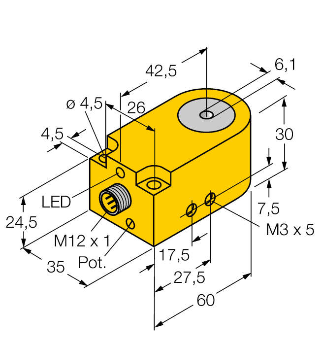 Turck. индуктивный датчикКольцевой датчик - BI6R-W30-DAP6X-H1141 - 14036