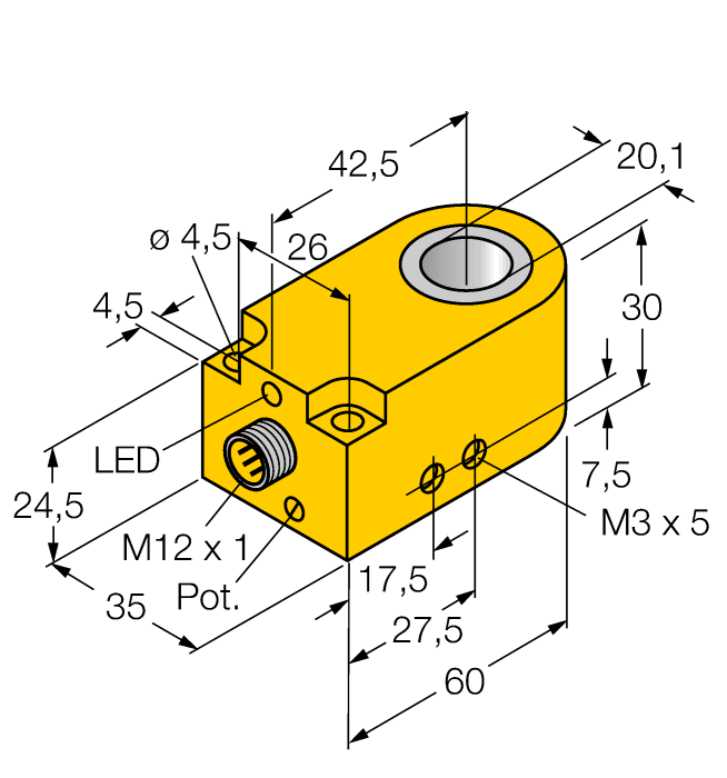 Turck. индуктивный датчикКольцевой датчик - BI20R-W30-DAN6X-H1141 - 14043