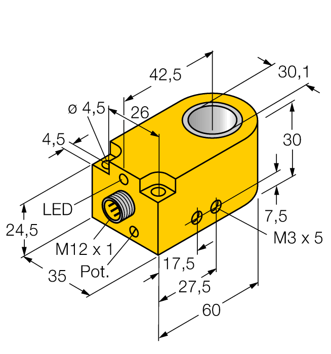 Turck. индуктивный датчикКольцевой датчик - BI30R-W30-DAP6X-H1141 - 14045